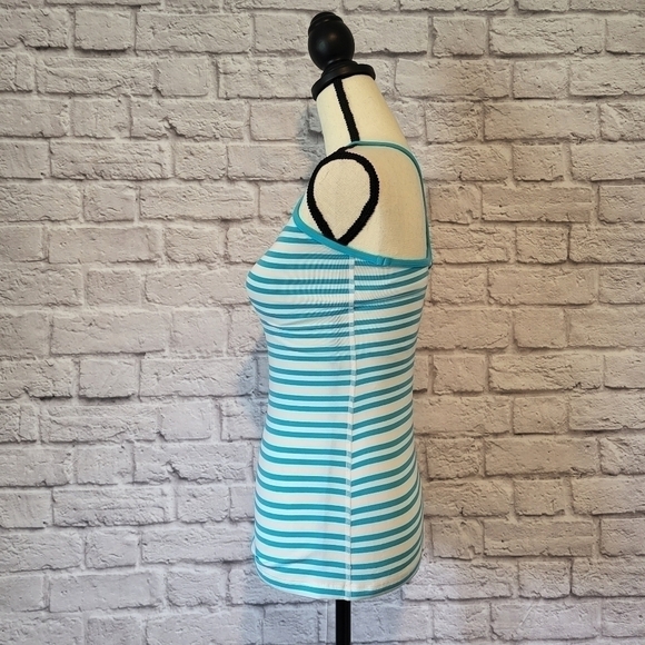 Lululemon Power Y Tank Twin Stripe Spry blue racerback tank top women's size 4 - Picture 5 of 9
